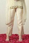 OHH CROW_Ivory Tissue, Silk, Chanderi Silk, Organza Embroidery, Sequins V-neck Kurta Set _Online_at_Aza_Fashions