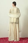Shop_OHH CROW_Ivory Tissue, Silk, Crinkle, Organza Embroidery, Beads, Kurta Crush Sharara Set _at_Aza_Fashions