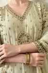 Buy_OHH CROW_Ivory Tissue, Silk, Crinkle, Organza Embroidery, Beads, Kurta Crush Sharara Set 