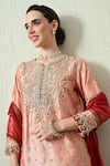 OHH CROW_Peach Silk, Shantoon, Organza Embroidery, Sequins, Beads, Zari Raw Kurta Set _Online