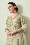 Shop_OHH CROW_Ivory Organza Embroidery, Zari V-neck Kurta Sharara Set 