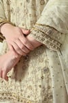 Shop_OHH CROW_Ivory Organza Embroidery, Zari V-neck Kurta Sharara Set _Online