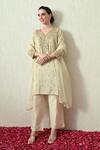 Buy_OHH CROW_Ivory Tissue, Silk, Chanderi Silk, Organza Embroidery, Zari, Crush Kurta Set _Online_at_Aza_Fashions