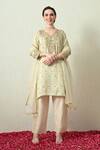 Buy_OHH CROW_Ivory Tissue, Silk, Chanderi Silk, Organza Embroidery, Zari, Crush Kurta Set _at_Aza_Fashions