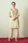 OHH CROW_Ivory Tissue, Silk, Chanderi Silk, Organza Embroidery, Zari, Crush Kurta Set _at_Aza_Fashions