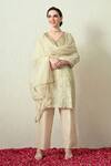 Buy_OHH CROW_Ivory Tissue, Silk, Chanderi Silk, Organza Embroidery, Zari, Crush Kurta Set 