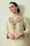 Shop_OHH CROW_Ivory Tissue, Silk, Chanderi Silk, Organza Embroidery, Zari Crush Kurta Set _Online_at_Aza_Fashions