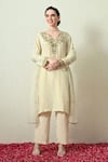 Buy_OHH CROW_Ivory Tissue, Silk, Chanderi Silk, Organza Embroidery, Zari Crush Kurta Set _at_Aza_Fashions