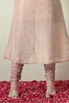Shop_OHH CROW_Pink Tissue, , Chanderi Embroidery, Sequins, Beads Mandarin Kurta Set 