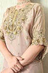 OHH CROW_Pink Tissue, , Chanderi Embroidery, Sequins, Beads Mandarin Kurta Set _Online