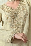 OHH CROW_Cream Tissue, Silk, Chanderi Silk, Organza Embroidery, Beads, Crush Kurta Set _Online