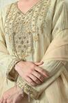 Shop_OHH CROW_Cream Tissue, Silk, Chanderi Silk, Organza Embroidery, Beads, Crush Kurta Set _Online