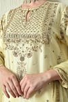 Buy_OHH CROW_Yellow Silk, Organza Embroidery, Sequins, Zari Keyhole Neck Raw Kurta Set _Online