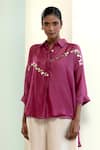 Shop Eeda Purple Sequins Collared Embroidered Abstract Shirt With Slip Online at Aza Fashions Shop_Eeda_Purple Sequins Collared Embroidered Abstract Shirt With Slip _Online_at_Aza_Fashions