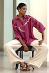 Eeda Purple Sequins Collared Embroidered Abstract Shirt With Slip at Aza Fashions Eeda_Purple Sequins Collared Embroidered Abstract Shirt With Slip _at_Aza_Fashions