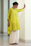 Eeda_Green Chanderi Silk Sequins Round Neck High-low And Chain Detail Kurta _Online_at_Aza_Fashions