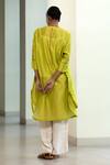 Shop_Eeda_Green Chanderi Silk Sequins Round Neck High-low And Chain Detail Kurta _at_Aza_Fashions
