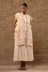 Buy_Eeda_Off White Chanderi, Silk Organza Sequins, Applique, Zari-woven Dress And Cape _at_Aza_Fashions
