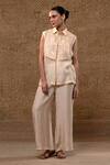 Buy_Eeda_Off White Silk Organza, Silk, Shantoon Chanderi Shirt And Wide-leg Pant _at_Aza_Fashions