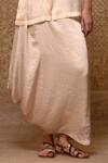 Shop_Eeda_Off White Organza, , Satin Mul Chanderi Shirt And Cowl Skirt Set _Online_at_Aza_Fashions