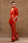 Buy_Eeda_Orange Organza, Shantoon, Zardozi And Chain Embellished Jacket Set _Online_at_Aza_Fashions