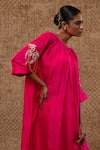 Buy_Eeda_Pink Silk Embroidery, Sequins Round Neck Balloon Fit Kurta With Bird Motif _Online_at_Aza_Fashions