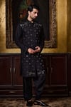 Buy_Histori_Black Cotton, Silk Embroidery, Beads, Sequins Dhagai Kurta And Salwar Set _at_Aza_Fashions