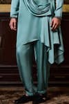 Buy_Histori_Green Satin Beads, Crystals, Embroidery Draped Kurta And Cowled Salwar Set _Online_at_Aza_Fashions
