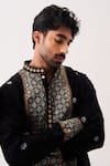 Shop_Wabi Sabi By Anshum-Ritesh_Black Chanderi Embroidery Midnight Mosaic Kurta And Pyjama Set 