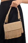Buy_The Purple Sack_Gold Beads, Fringe, Embroidery Beaded Hand Bag _at_Aza_Fashions