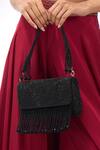 Buy_The Purple Sack_Black Beads, Fringe, Embroidery Beaded Hand Bag _at_Aza_Fashions