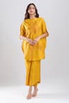 Buy_Divyam Mehta_Yellow Embroidery Boat Neck Floral Kurta And Pant Set _at_Aza_Fashions