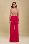 Shop_Mishru_Fuchsia Round Neck, Cape Bustier Pants Set _Online_at_Aza_Fashions
