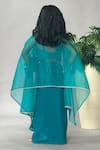 Shop Merge Design Blue Chiffon Embroidery, Beads Ruffled Shrug And Draped Skirt at Aza Fashions Shop_Merge Design_Blue Chiffon Embroidery, Beads Ruffled Shrug And Draped Skirt _at_Aza_Fashions