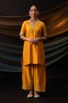 Svastih_Orange Silk, Silk, Zeenat 3d Floral Kurta With Farshi Salwar _at_Aza_Fashions