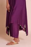 Buy_Brij_Purple Muslin, Silk Embroidery, Tassels Round Neck Iraaya Kurta Set 