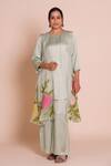 Buy_Brij_Green Modal, Satin Applique, Embroidery Open Neck, Aria Pastel Jacket Set _at_Aza_Fashions
