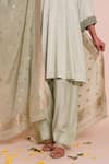 Brij_Green Linen, Satin, Chanderi, Brocade Embroidery, Applique, Neelima Kurta Set _at_Aza_Fashions