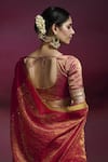 Buy_Dressfolk_Pink Handloom Cotton Sequins, Parineeta Bordered Saree With Running Blouse _Online_at_Aza_Fashions