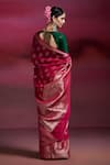 Shop Dressfolk Pink Silk Zari Bulbul Banarasi Brocade Saree With Running Blouse at Aza Fashions Shop_Dressfolk_Pink Silk Zari Bulbul Banarasi Brocade Saree With Running Blouse _at_Aza_Fashions
