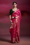 Buy Dressfolk Pink Silk Zari Bulbul Banarasi Brocade Saree With Running Blouse Online at Aza Fashions Buy_Dressfolk_Pink Silk Zari Bulbul Banarasi Brocade Saree With Running Blouse _Online_at_Aza_Fashions