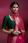 Dressfolk Pink Silk Zari Bulbul Banarasi Brocade Saree With Running Blouse at Aza Fashions Dressfolk_Pink Silk Zari Bulbul Banarasi Brocade Saree With Running Blouse _at_Aza_Fashions