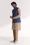 Buy_Studio Bagechaa_Blue Tissue, Organza, Chanderi Embroidery, Beads Musawir Nehru Jacket Set _at_Aza_Fashions