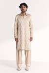 Buy Studio Bagechaa Ivory Linen, Satin Embroidery Athar Pathani Kurta Set at Aza Fashions Buy_Studio Bagechaa_Ivory Linen, Satin Embroidery Athar Pathani Kurta Set _at_Aza_Fashions