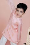 Shop_Toddle Kidswear_Peach Modal, Satin, Cotton Embroidery Parachute Perfection Kurta Set _at_Aza_Fashions
