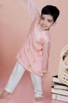 Buy_Toddle Kidswear_Peach Modal, Satin, Cotton Embroidery Parachute Perfection Kurta Set _at_Aza_Fashions