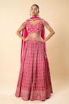 Buy_Samyukta Singhania_Pink Silk, Georgette Embroidery, Beads, Zari Sweetheart Neck Hand Lehenga Set _at_Aza_Fashions