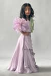 Merge Design Purple Organza Fabric Flowers Rose Top And Petal Layered Lehenga Set Online at Aza Fashions Merge Design_Purple Organza Fabric Flowers Rose Top And Petal Layered Lehenga Set _Online_at_Aza_Fashions