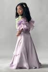 Shop Merge Design Purple Organza Fabric Flowers Rose Top And Petal Layered Lehenga Set at Aza Fashions Shop_Merge Design_Purple Organza Fabric Flowers Rose Top And Petal Layered Lehenga Set _at_Aza_Fashions