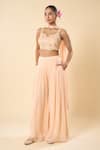 Buy Samyukta Singhania Peach Silk, Georgette, Taffeta Embroidery, Sequins Hand Blouse Palazzo Set at Aza Fashions Buy_Samyukta Singhania_Peach Silk, Georgette, Taffeta Embroidery, Sequins Hand Blouse Palazzo Set _at_Aza_Fashions
